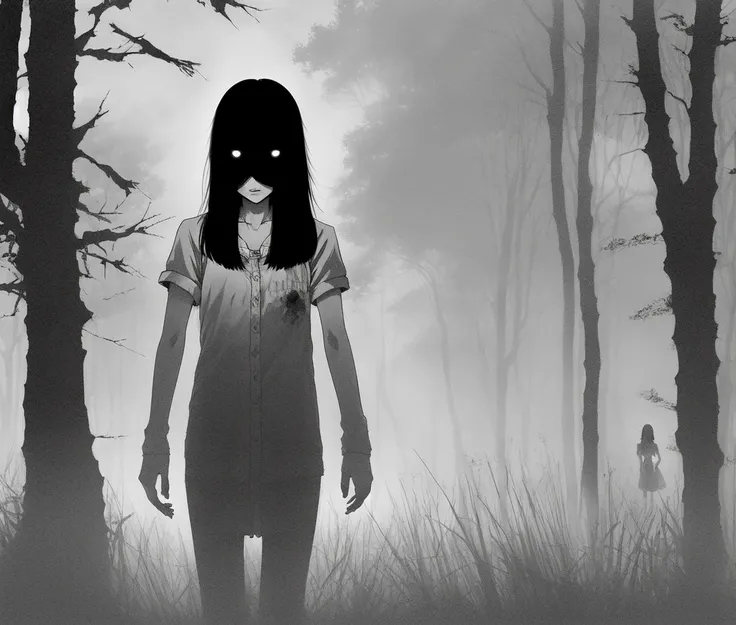 a horror beyond my comprehension staring at me, infamous dark photograph, no mouth, anime, youkai, manga, art by junji ito