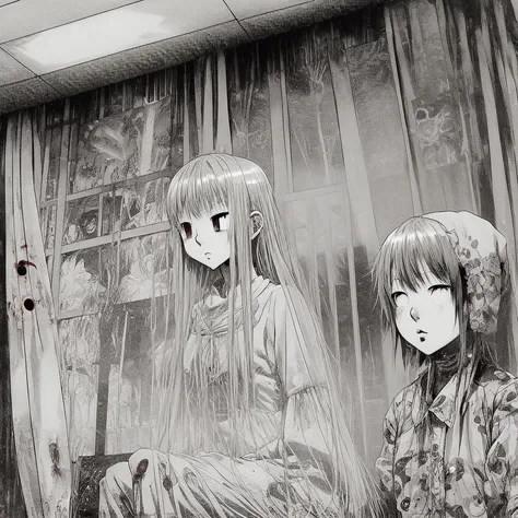 a horror beyond my comprehension staring at me, infamous dark photograph, no mouth, anime, youkai, manga, art by junji ito