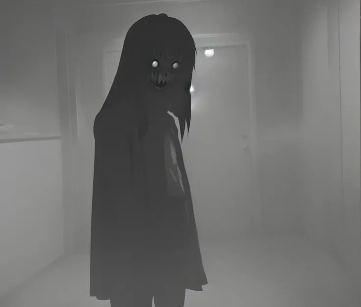 a horror beyond my comprehension staring at me, infamous dark photograph, no mouth, anime, youkai, manga, art by junji ito