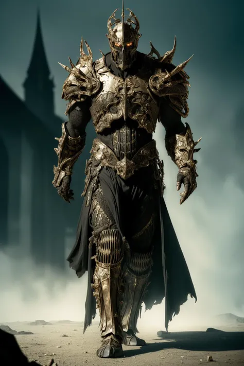 (dark_lighting:1.3), a malevolent spirit knight, wearing an intricate bone-patterned armor, Skeletal body, (intricate_details:1.22), (bone_armor:1.3), cinematic composition, menacing, eerie atmosphere, (Dark Lights:1.4), (dense_fog:1.2),(rim_lighting:1.3), color_grading, looking at viewer, (full body:1.2), death_church, (evil_presence:1.2),( dark fantasy style:1.3), (cinematic lighting:1.2), (Mystery:1.3),
masterpiece, best quality, ultra detailed, hires, 8K, extremely detailed CG unity 8k wallpaper, intricate, highly detailed, realistic, (by marek okon:1.3),
<lora:mechStyle_mechv10:0.3> <lora:sxzDeathKnights_sxzWowDK:0.3> wowdk, <lora:moonlord:0.4> a man in black and gold armor, headpiece,