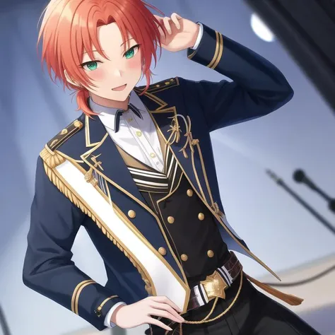 <lora:leo_tsukinaga:0.8>, mesterpice, bestquality, leo_tsukinaga, 1boy, 1boy, 8k, solo,band_uniform