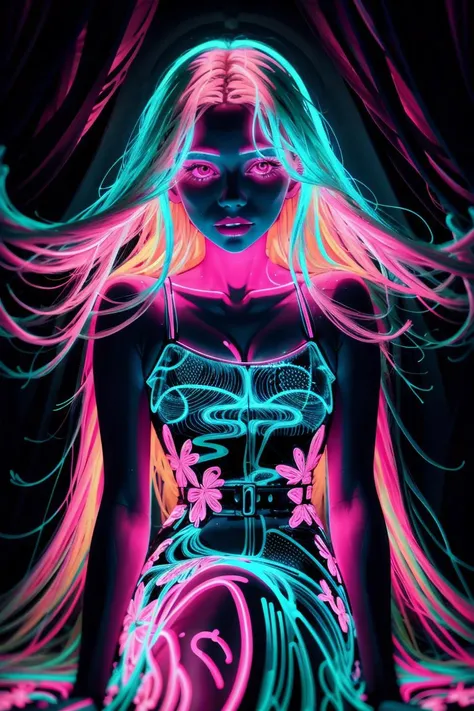 neon_outlines, blonde woman with long wave hair, flowery dress, dark room, relaxed atmosphere, pink and teal color theme <lora:neolin3:0.7> <lora:add_detail:0.25> <lora:ClothingAdjuster3:-0.5> <hypernet:b34tInstatronicA_v10:1>