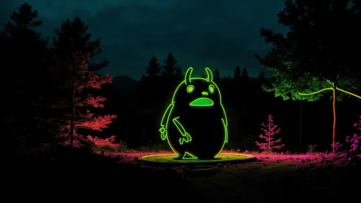 neon_outlines, turd demon being hostile in a forest at night <lora:neolin3:0.7> <lora:add_detail:0.5> <lora:realistic:0.5> <lora:waterVFX:0.5>