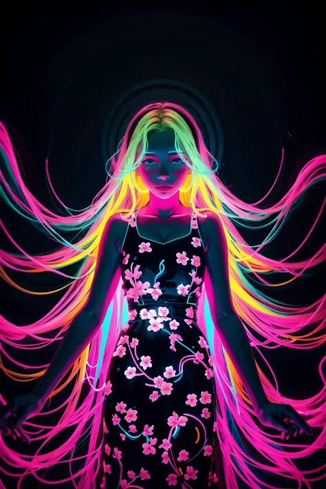 neon_outlines, blonde woman with long wave hair, flowery dress, dark room, relaxed atmosphere, pink and teal color theme <lora:neolin3:0.7> <lora:add_detail:0.25> <lora:ClothingAdjuster3:-0.5> <hypernet:b34tInstatronicA_v10:1>