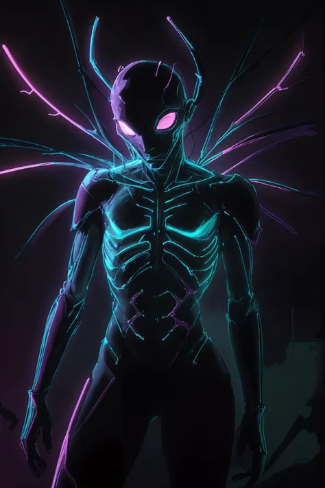 neon_outlines, ominous, supernatural assassin at night, insectoid monster [:style of david cronenberg:0.2] <lora:neolin3:0.8> <lora:add_detail:0.25> <lora:realistic:0.25> <lora:ClothingAdjuster3:-0.25> <lora:waterVFX:0.25>
