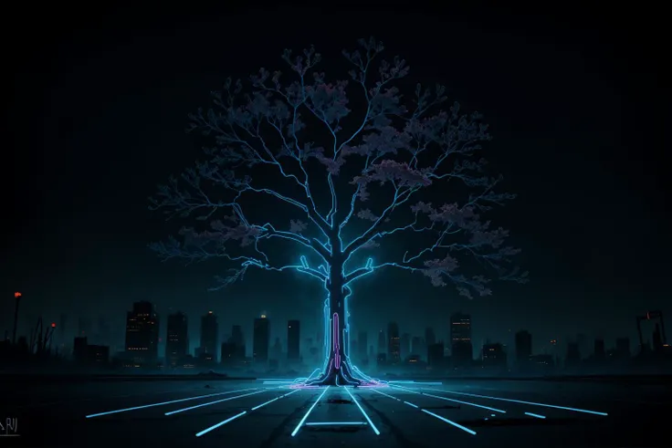 neon_outlines, tree in a post apocalyptic city, night, astral emanations, <lora:neolin3:0.5> <lora:add_detail:0.25> <lora:realistic:0.25> <lora:ClothingAdjuster3:-0.25> <lora:waterVFX:0.25>