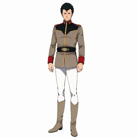 masterpiece,high quality,white background,solo,
<lora:brightnoa006:0.7>,
brightnoa,1man,
black hair,black eyes,
khaki military uniform,jacket,long sleeves,
belt,
white  pants,
boots,
standing,full body,arm up,