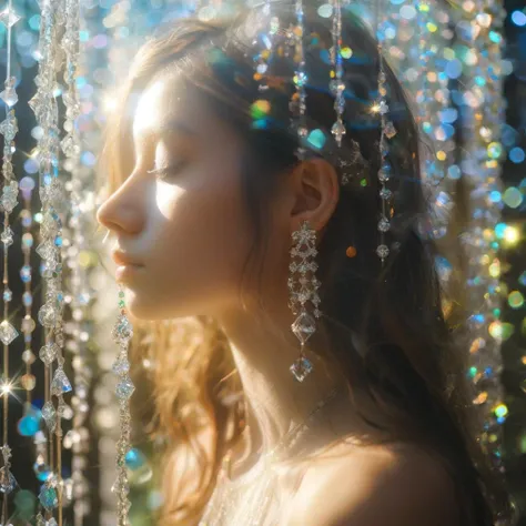 <lora:SDXL_Overlighting:1.4>,real world,(hyperrealism:1.1),(the world of glass:1.3),(scales of extreme detail:1.3),best quality,
dingdall effect,1girl,fog,(sunlight exposure:1.3),(sunlight through the hair:1.3),long hair,sweat,(look looking at viewer:1.3),(colorful glass:1.2),holy light,cross,(dazzle light:0.9),big eyes,double eyelid,light makeup,white skin,(face covered in sparkling diamonds:1.2),closed mouth,