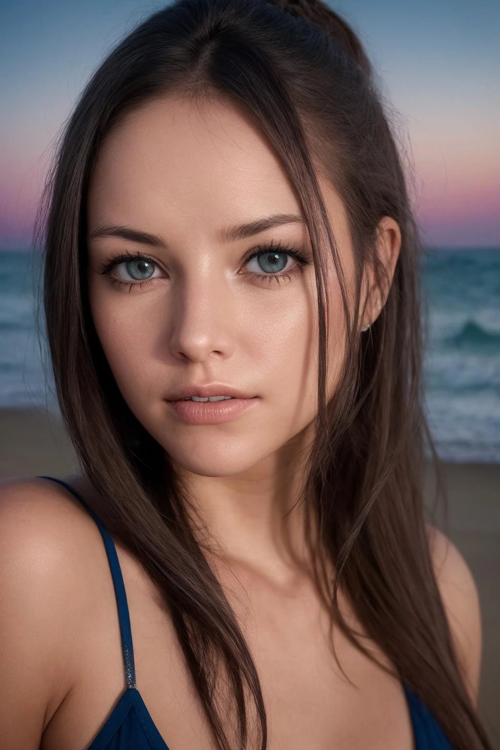 portrait, close up, 25yo woman, beach at night,,,,,