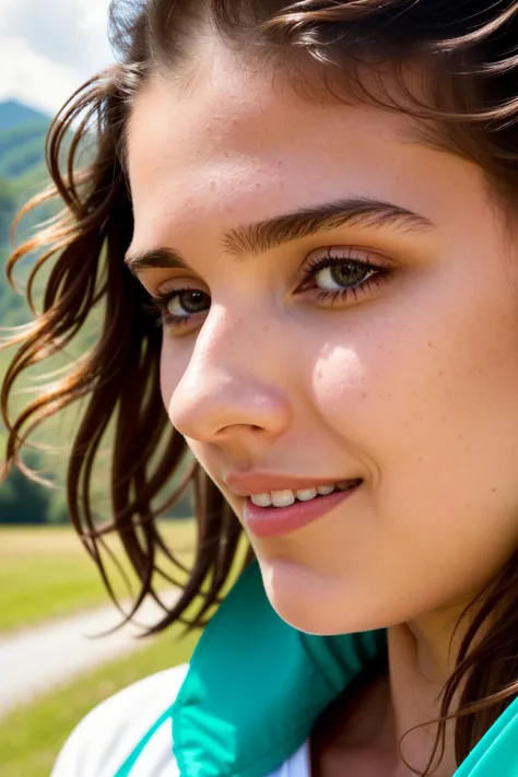 an expert photograph of a young lady outdoors, (close up:1.2)
