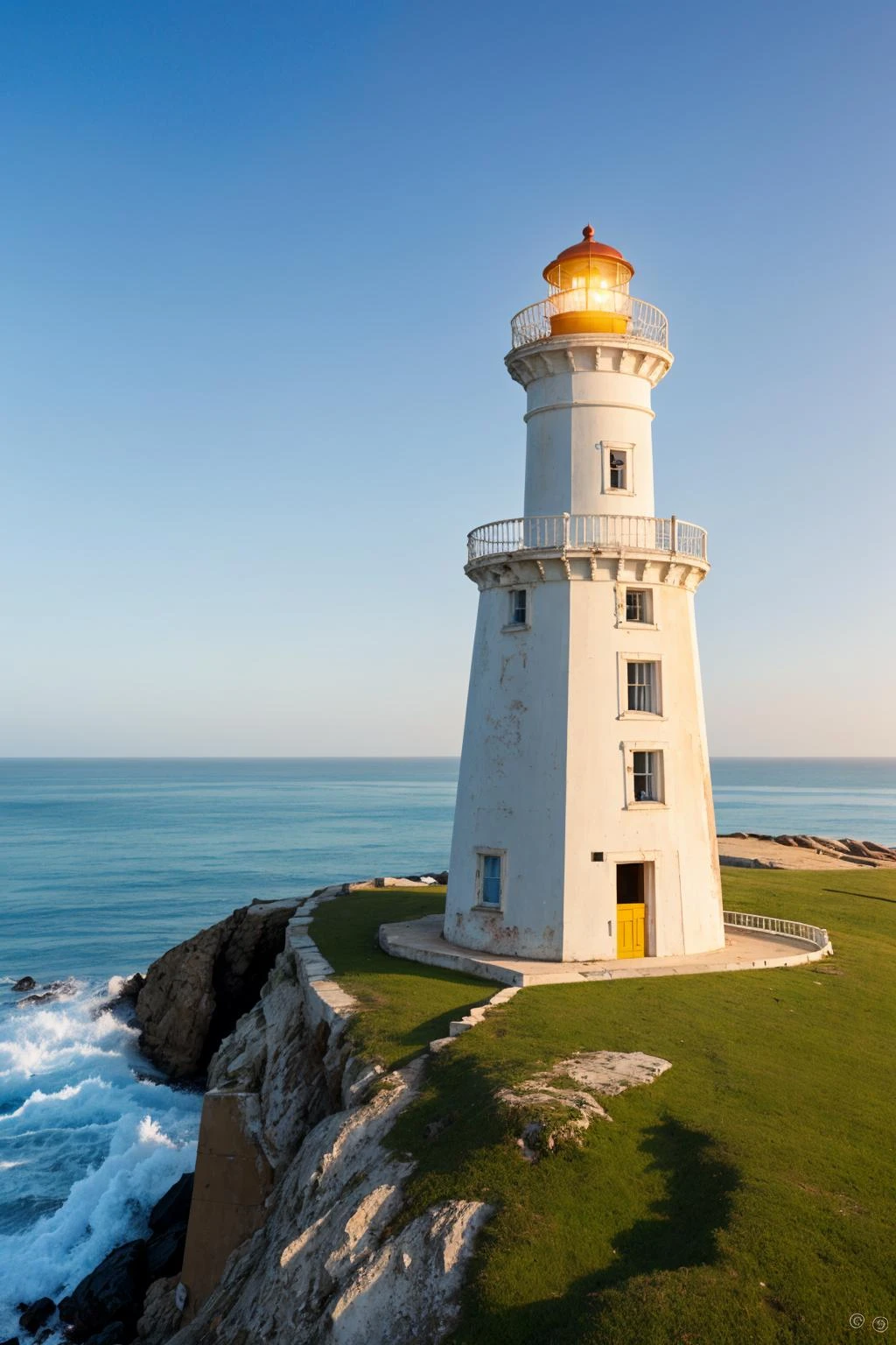 A dilapidated lighthouse, sea breeze, magical realism, reminiscent of the work of Edward Hopper