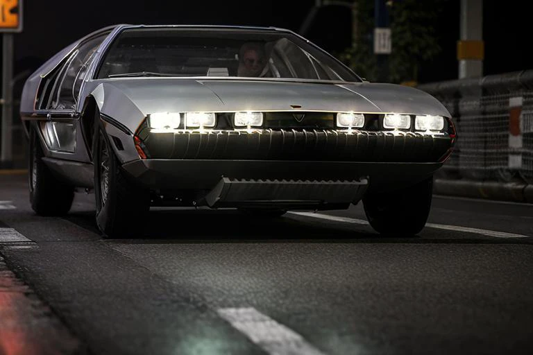 analog gloomy photo of a (Lamborghini Marzal car, <lora:l4mb0m4rz4l:1>), (speeding in a crowded avenue at night), (heavy rain), (neon signs:1.3), ((cyberpunk)), ((nighttime)), High Detail, Sharp focus, ((photorealism)), realistic, best quality, 8k, award winning, dramatic lighting, epic, cinematic, masterpiece, depth of field, volumetric lights, (ambient fog:1.3), dutch angle, rim light, wide angle lens, steam,
