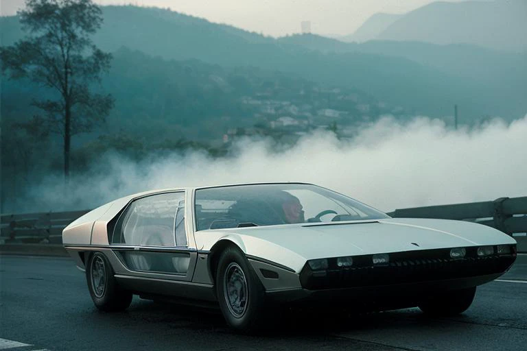 analog gloomy photo of a (Lamborghini Marzal car, <lora:l4mb0m4rz4l:1>), (speeding in a crowded avenue at night), (heavy rain), (neon signs:1.3), ((cyberpunk)), ((nighttime)), High Detail, Sharp focus, ((photorealism)), realistic, best quality, 8k, award winning, dramatic lighting, epic, cinematic, masterpiece, depth of field, volumetric lights, (ambient fog:1.3), dutch angle, rim light, wide angle lens, steam,