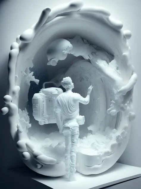 <lora:DanielArsham:1>event horizon, 16k HDR, hyper realistic, cinematic, photography, designed by daniel arsham, glowing white, futuristic, detailed white liquid, directed by stanley kubrick