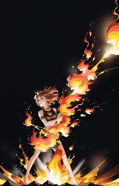 flames blaze vigorously in the background. Imagine a raging inferno, with towering flames that reach high into the sky. The flames dance and flicker with intensity, casting a warm and mesmerizing glow. The fire crackles and roars, creating a symphony of sound that reverberates through the air. Emphasize the dynamic and ever-changing nature of the flames, with their unpredictable patterns and shapes. Let the colors of the fire range from vibrant oranges and yellows to deep reds and purples, creating a stunning visual display. Amidst this fiery backdrop, the scene exudes a sense of power and energy. It could be a mystical setting, where a figure stands unaffected by the flames, radiating strength and resilience. The contrast between the destructive force of the fire and the calm presence of the figure adds intrigue and drama to the scene. Capture the raw and captivating essence of the blazing flames in the background, evoking a mix of awe, danger, and beauty.
<lora:REDRIVER-13:0.7>