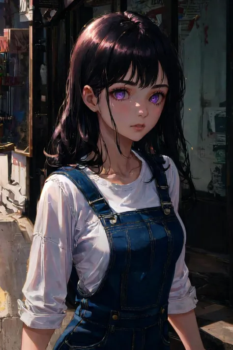 (highly detailed:1.3),
1girl, solo, (upper body:1.2),
<lora:BloodsplashOCv1:0.9> Bloodsplash,black hair, purple eyes, choose a comfortable and playful dungaree dress in a denim fabric, layered over a striped top and paired with sneakers, for a trendy and casual look, thirsty, Walking with a spring in the step, as if in a sunny day,
Ultra-detail, (highres:1.1), best quality, (masterpiece:1.3), cinematic lighting,
(highly detailed face and eyes:1.3),