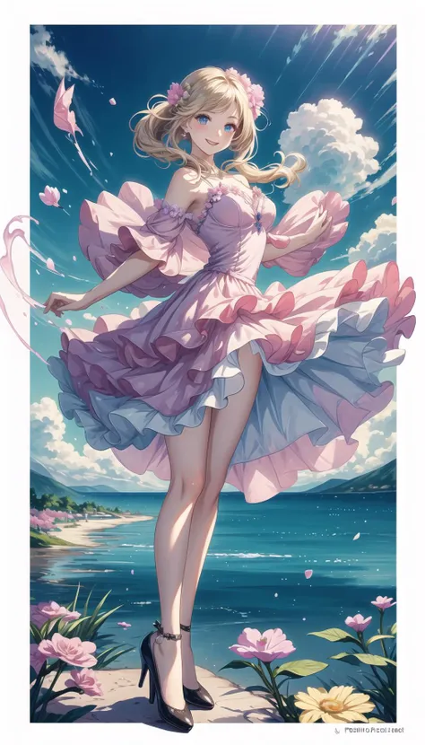 cute art, pastel colors, knee length skirt, PetalDress, professional art of a cute girl,
wearing in a PetalDress, maxi dress, flowers on the dress, hight heels,
sapphire eyes, lightblue eyes, long blond hair,
candymagic, vibrant, sugary aura,
<lora:PAseer-SD15-LCM Quick:0.8>, <lora:SN-PetalDress:0.8>, <lora:CandyMagic:0.3>