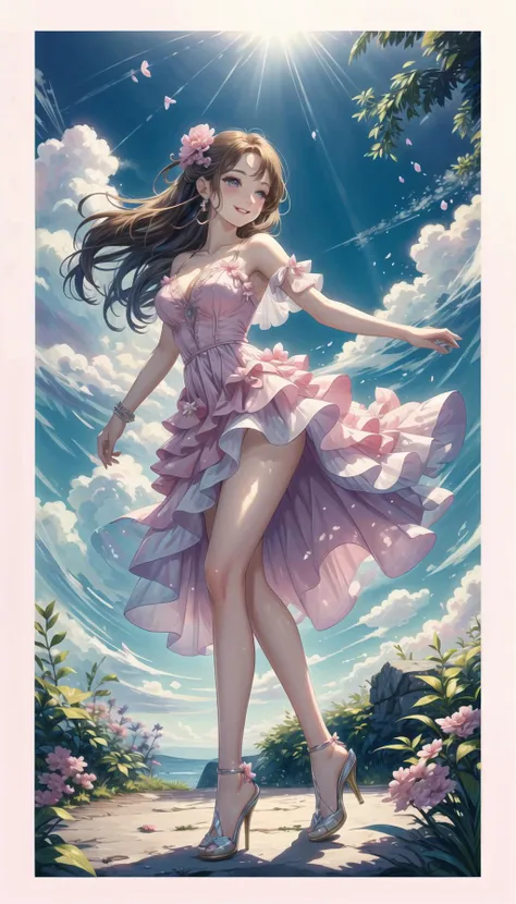 cute art, pastel colors, knee length skirt, PetalDress, professional art of a cute girl,
wearing in a PetalDress, maxi dress, flowers on the dress, hight heels,
sapphire eyes, lightblue eyes, long blond hair,
candymagic, vibrant, sugary aura,
<lora:PAseer-SD15-LCM Quick:0.8>, <lora:SN-PetalDress:0.8>, <lora:CandyMagic:0.3>