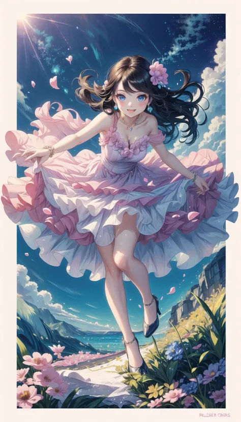 cute art, pastel colors, knee length skirt, PetalDress, professional art of a cute girl,
wearing in a PetalDress, maxi dress, flowers on the dress, hight heels,
sapphire eyes, lightblue eyes, long blond hair,
candymagic, vibrant, sugary aura,
<lora:PAseer-SD15-LCM Quick:0.8>, <lora:SN-PetalDress:0.8>, <lora:CandyMagic:0.3>