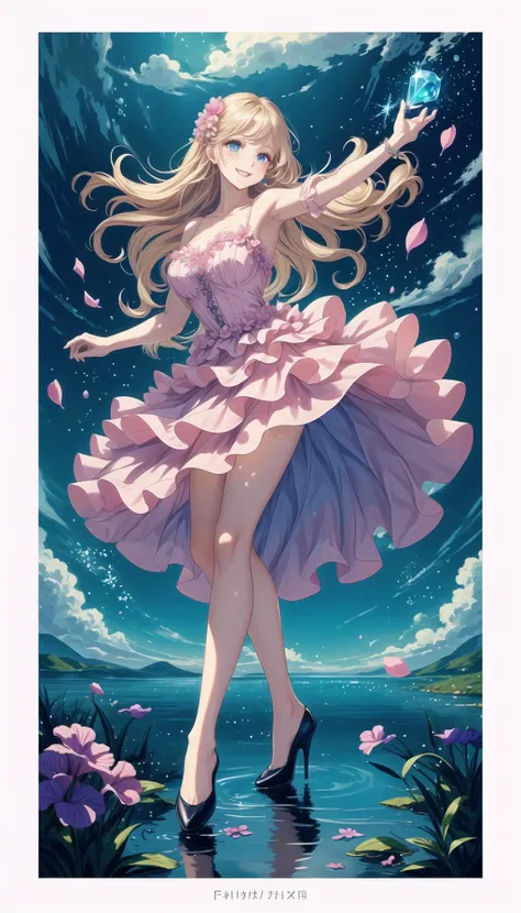 cute art, pastel colors, knee length skirt, PetalDress, professional art of a cute girl,
wearing in a PetalDress, maxi dress, flowers on the dress, hight heels,
sapphire eyes, lightblue eyes, long blond hair,
candymagic, vibrant, sugary aura,
<lora:PAseer-SD15-LCM Quick:0.8>, <lora:SN-PetalDress:0.8>, <lora:CandyMagic:0.3>