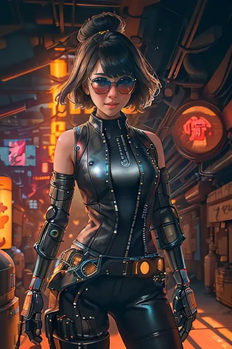 DEN_rion_graphis,
(woman with a (robot arm:1.2) and (mechanical limbs:1.2) wearing sunglasses, human body, (android:1.2), (robot arm:1.2), machinery, (cyberpunk:1.2), punk:1.2),
bokeh, f1.4, 40mm, photorealistic, raw, 8k, textured skin, skin pores, intricate details <lora:epi_noiseoffset2:1>, epiCRealism <lora:ClothingAdjuster3:-1>