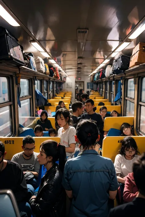 <lora:0195 Spring Festival_v1:1>,ruanyi0195,train interior,indoors,people,, best quality,masterpiece,highres,official art,extremely detailed cg unity 8k wallpaper