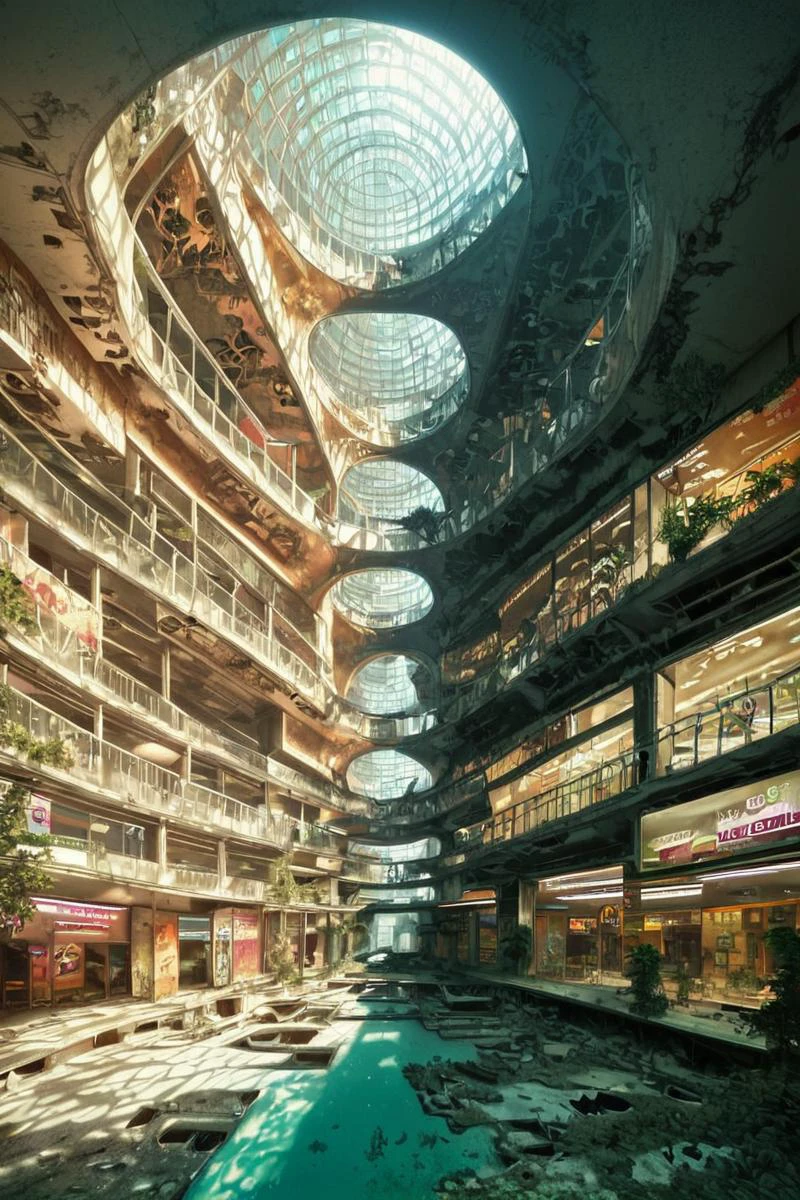 zPDXL2, score_9, score_8_up, score_7_up, <lora:AbandonedArchitecture_epoch_10:1>, abandoned buildings,
shopping mall, underwater, graffiti, night