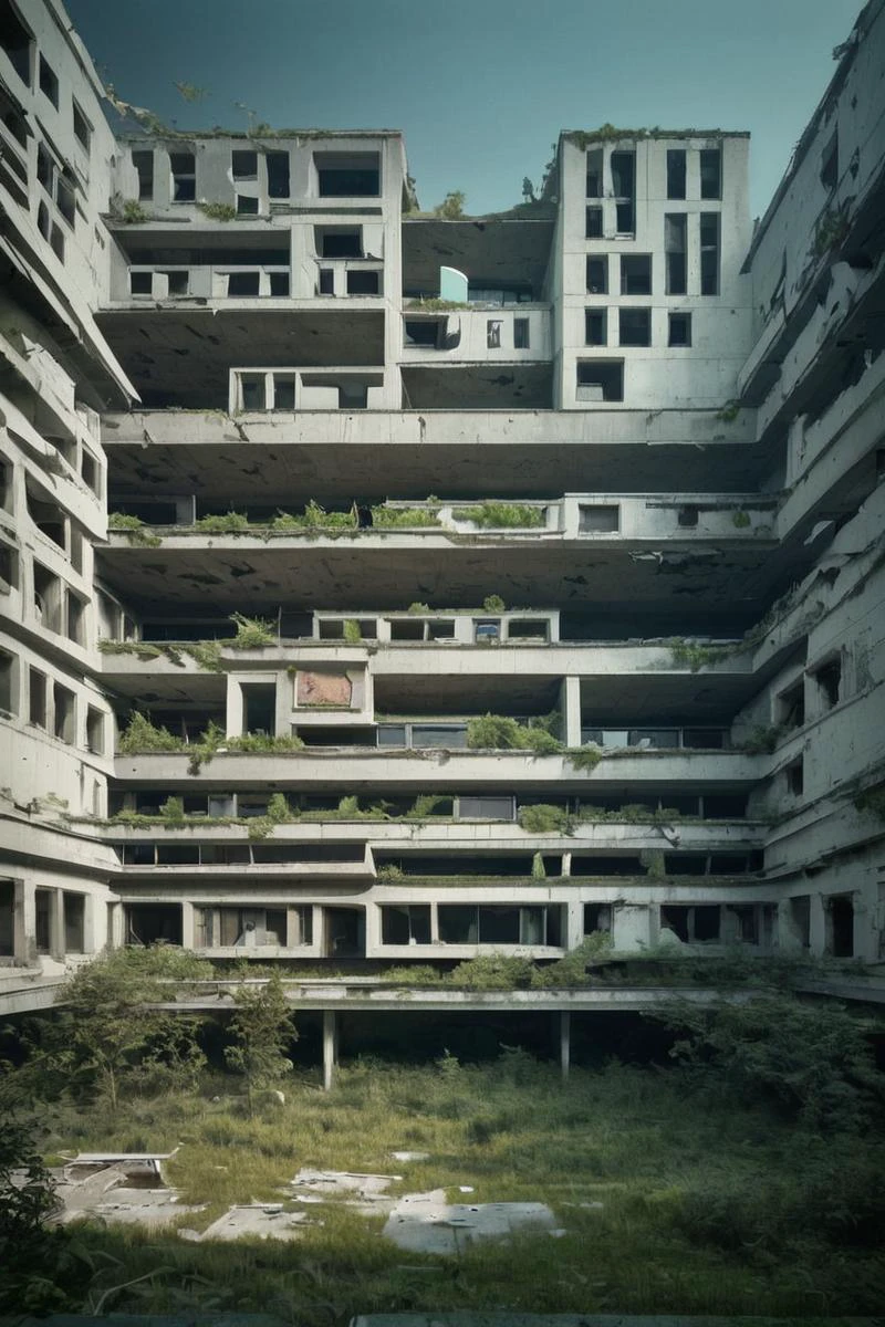 zPDXL2, score_9, score_8_up, score_7_up, <lora:AbandonedArchitecture_epoch_10:1>, abandoned buildings,
nuclear reactor, (overgrown with vegetation, trees:0.4), BREAK, night