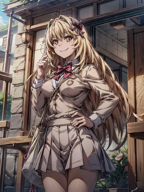 (((pixel-perfect, detail-perfect))) best quality, masterpiece, 1girl <lora:misaki-toaru:0.9> misaki shokuhou <lora:detail_slider_v4:1> ,tokiwadai school uniform, bow :D, different poses,