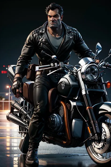 detailed face and eyes, full body,
detailed background, highly detailed, best quality, high resolution, 4k, cinematic lighting, masterpiece, <lora:BenThrottle:0.8>, masterpiece, best quality, solo, shirt, black hair, gloves, 1boy, black jacket, male focus, fingerless gloves, leather, BenThrottle, sitting, dark lighting, outside, riding motorcycle, large motorcycle, desert, highway,