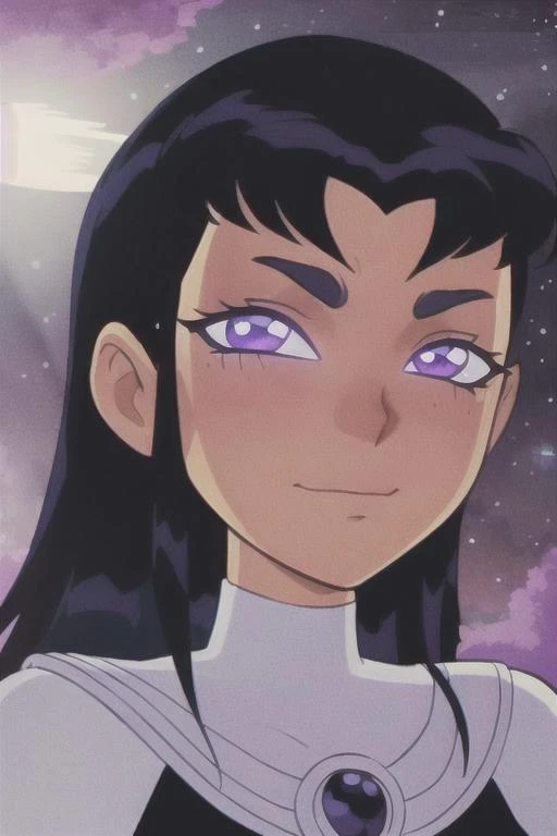 (8k, RAW photo, best quality, masterpiece:1.2), (intricate details), perfect eyes, perfect face, perfect lighting, beautiful, (masterpiece:1.2), (best quality:1.2), 1girl, cartoon style, blackfire, solo, space background, <lora:blackfire-10:0.75>, blush, portrait, upperbody