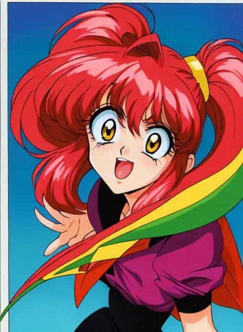 (best quality, good quality, high quality) , (2d) , (90s anime cel style) , (contrast saturated vivid colors), 
a teenage girl face ,