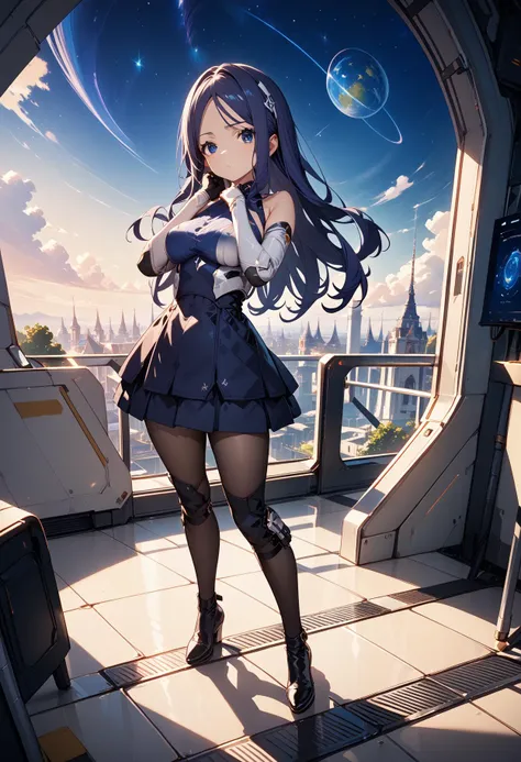(score_9,score_8_up,score_7_up,source_anime,(masterpiece:1.2),best quality,very aesthetic,public indecency,absurdres),masterpiece,best quality,very aesthetic,absurdres,rim light,metallic luster,intricate details,1girl,
<lora:kanade_p_V2_2:1>,kanade,blue eyes,blue hair,long hair,elbow gloves,skirt,pantyhose,black footwear,
<lora:Fixhands_anime_bdsqlsz_V1:1>,
light_blush,Space Station,starry_sky,cinematic_angle,looking_at_viewer,:o,(clenched hands, hands on own chin),, masterpiece,best quality, very aesthetic, absurdres, ultra detailed, high resolution, 4k, extremely detailed CG,