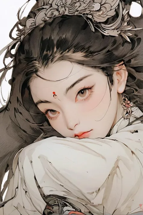 1girl,close up,white background, lineart, zhangdaqian, qibaishi, wuguanzhong, ,XP,niji,<lora:Niji XL å¨æ¼«æ¨¡åæ°å¢ç_v1.0:0.9>,