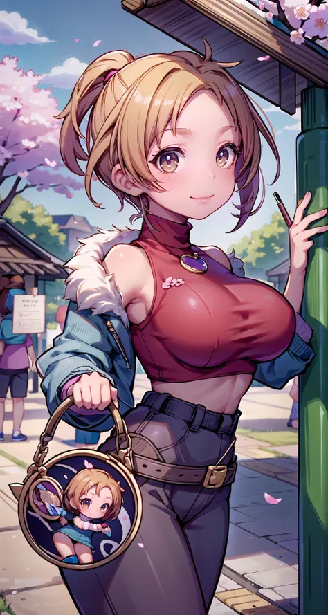 (masterpiece),(intricate details),1girl,mature female,brown eyes,huge breasts,blush:1.3,((chibi:1.3)),
BREAK
<lora:Mary:0.8>,MaryMS,turtleneck, baggy pants, taut clothes, jacket,pencil skirt,socks,converse,depth of field,looking at viewer,cowboy shot,((standing on the , Festival_celebrating_the_blooming_of_cherry_blossom_trees,)),((upper body)),polka dot panties,smirk,
BREAK
day,sun,rainbow,bus stop,((cumulonimbus)),from above:1.4