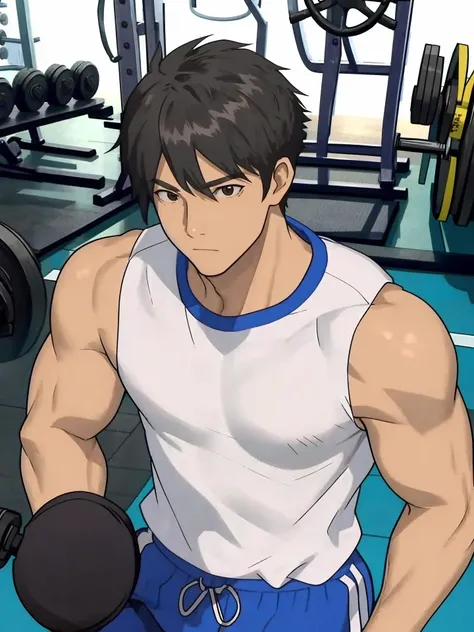 1boy,dojo,<lora:dojo-2:1>,   gym
