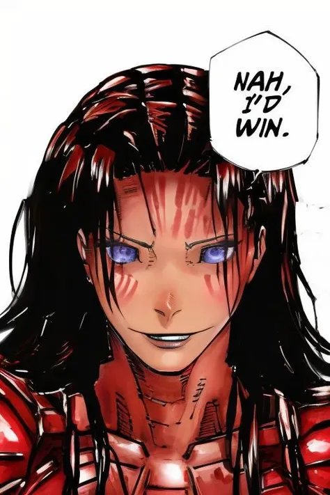 nahidwin, speech bubble, english text,
close-up,Kerrigan, 1 adult woman, solo focus, fierce facial expression, warrior's smile