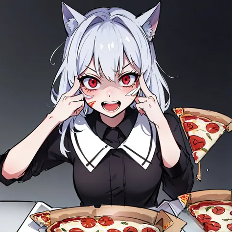 (masterpiece), best quality, high resolution, extremely detailed, detailed background, dynamic lighting,
BREAK <lora:ManLevitatingPizza:0.75>, ManLevitatingPizza, girl, slice of pizza in mouth,yandere, yandere face, shaded face, crazy eyes, glowing eyes, crazy smile, pizza on face, pizza on clothes,
