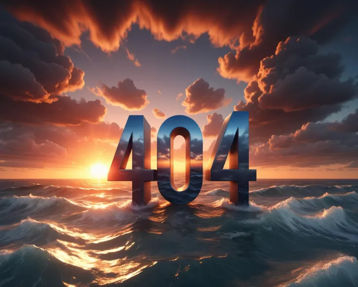 ("ERROR 404" 3D text logo), <lora:Harrlogos_v1.1:0.7>
epic sunset, dramatic clouds, (hyperrealistic ocean)