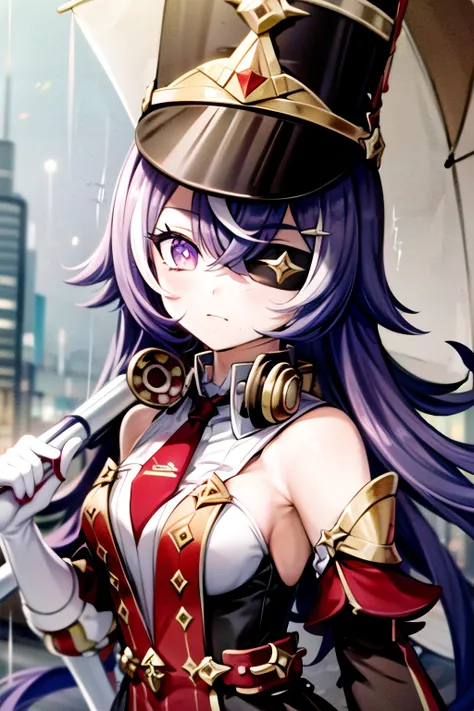 <lora:GoodHands-vanilla:1>, <lora:add_detail:0.5>, masterpiece:1.2, best quality:1.2, highres, Chevreuse walks with an umbrella, rain, city, ultra_detalised <lora:Chevreuse:0.9>