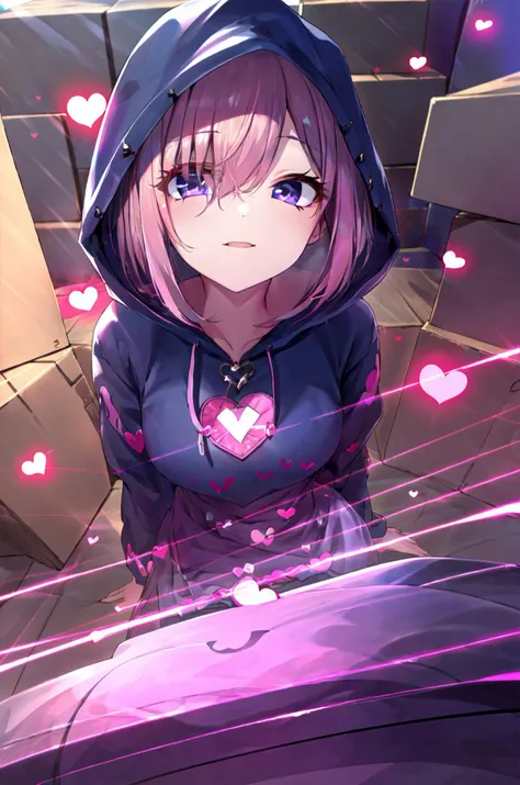 who, <lora:ShadowverseCeridwenV1:0.6>, (dutch angle, wide shot, heart in eye,:1.2), loop, visible air, paleeeeeeeeeeeeeeeeee, off, hoody, icciii, full of square, negative, (gibson sg:0.8), jk-chan \(oouso\), straight hair, boxes,