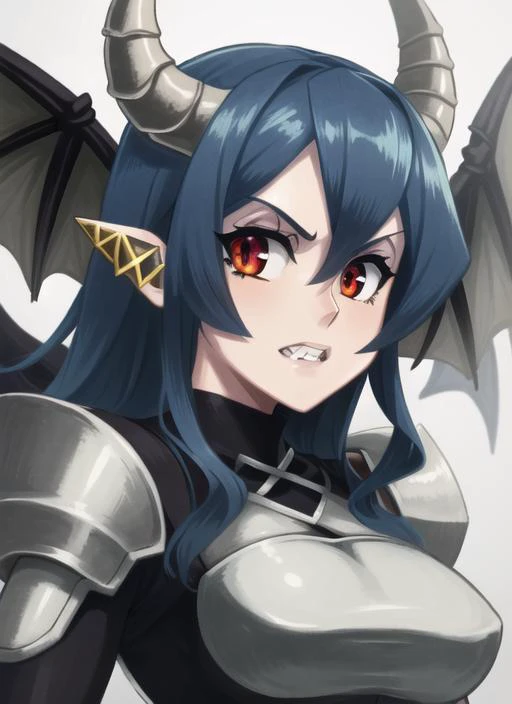 ((best quality)), ((highly detailed)), masterpiece, extremely detailed face, beautiful face, (detailed eyes, deep eyes), (1girl), <lora:aiomonstergirls_loraLocon:.4>, dragon girl, scales, dragon horns, dragon tail, dragon wings, armored boots, <lora:Better Sharp Teeth 3:.95>, ((sharp teeth)), <lora:skullgirls-4mix:.55>