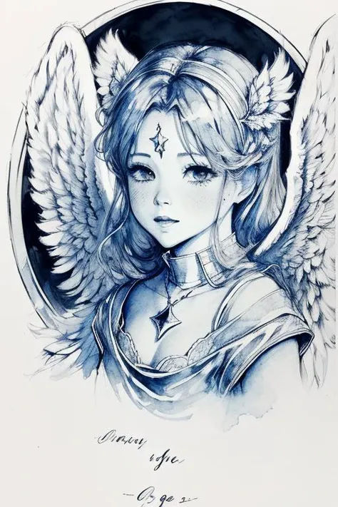 <lora:envybetterhandsLocon_alpha3:1> ,<lora:GreyWater:.7>, monochrome,watercolor \(medium\), greyscale, an angel from heaven