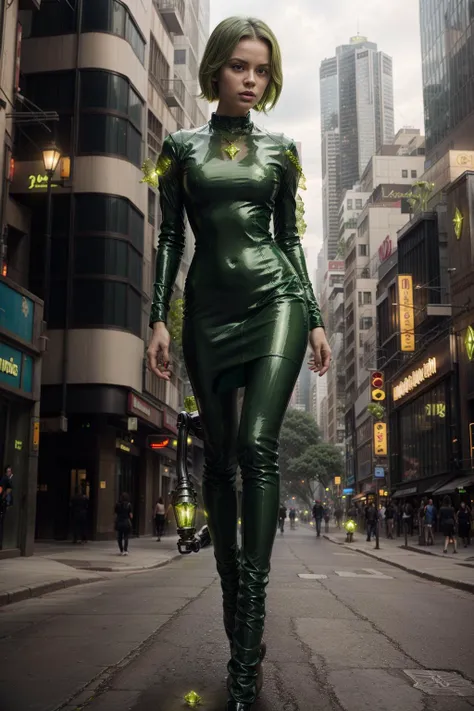 <lora:PeridotWorld:1> (PeridotWorld:0.9), 1woman sexy skinny in latex dress walking in a cyber city with ghosts