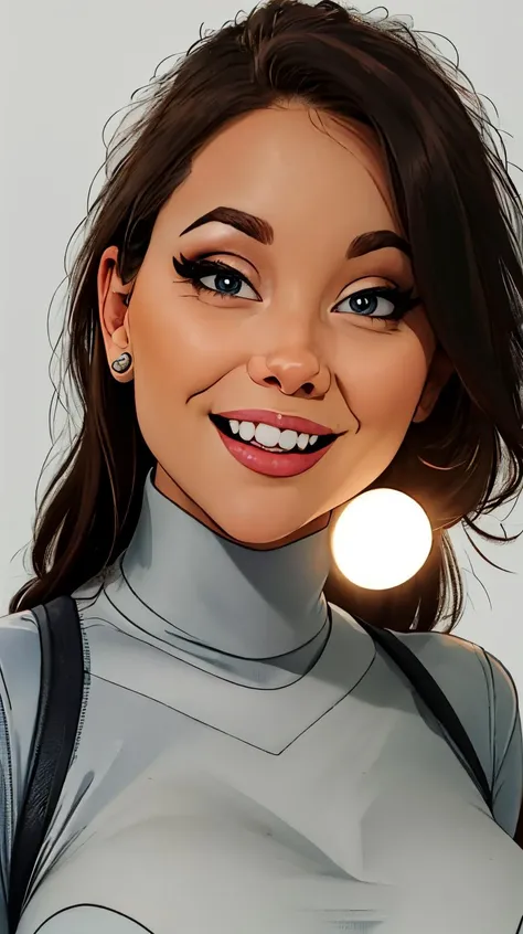 <lora:45ht0n:0.7> as cartoon character, sfw, dressed, black top, turtleneck, smiling, upper body, intricate, sharp focus, soft lighting, vibrant colors, masterpiece, (frontal), detailed eyes, advertising studio lights, frontal led light ring, smooth shadows, bokeh background, Hyper Realistic Photography, Hyperdetail, UHD, Color Correction, HDR, color grading, hyper realistic (white background)