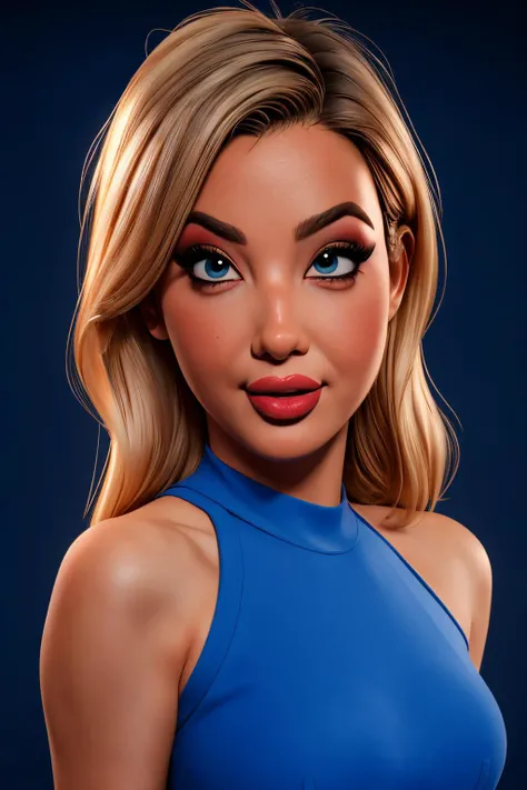 <lora:add_detail:0.5> <lora:copax_charm_eu:0.2> (SD3lux3 as cartoon character, 3d, photorealistic, masterpiece, best quality, ssao shadows, ambiant occlusion, skin indentation, sub surface scattering), amused, lipstick, upper body, simple background, dark blue background,  <lora:p3r3zstyle_v2:0.7> <lora:SD3lux3:0.7>
