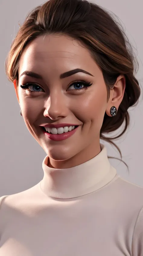 <lora:45ht0n:0.7> as cartoon character, sfw, dressed, black top, turtleneck, smiling, upper body, intricate, sharp focus, soft lighting, vibrant colors, masterpiece, (frontal), detailed eyes, advertising studio lights, frontal led light ring, smooth shadows, bokeh background, Hyper Realistic Photography, Hyperdetail, UHD, Color Correction, HDR, color grading, hyper realistic (white background)