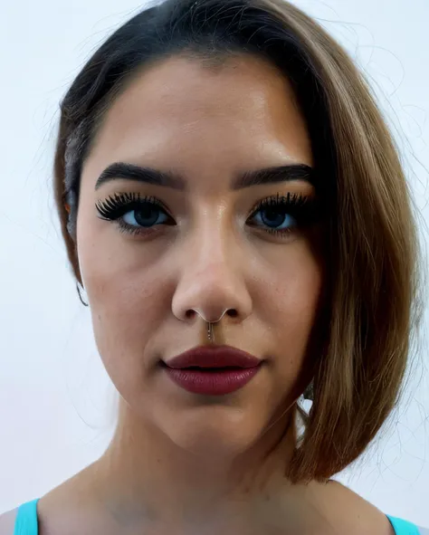 frontal symetrical photo of <lora:G140My:1> focus on face, detailed face, intricate, sharp focus, black hair, soft lighting, vibrant colors, masterpiece, detailed face, beautiful, (frontal), detailed eyes, pore level details, advertising studio lights, frontal led light ring, smooth shadows, bokeh background, Hyper Realistic Photography, Hyperdetail, UHD, Color Correction, HDR, color grading, hyper realistic (white background)