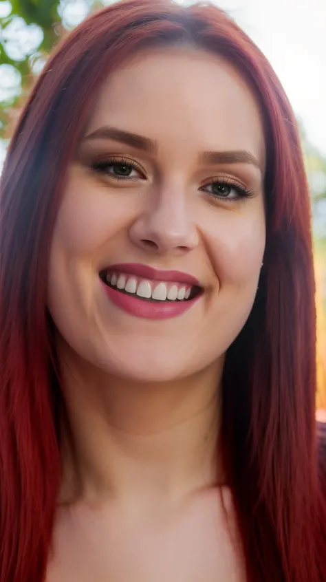 frontal symetrical photo of s1r1, focus on face, red hair, straight hair style, detailed face, smiling, intricate, sharp focus, soft lighting, vibrant colors, masterpiece, detailed face, beautiful, (frontal), detailed eyes, pore level details, advertising studio lights, frontal led light ring, smooth shadows, bokeh background, Hyper Realistic Photography, Hyperdetail, UHD, Color Correction, HDR, color grading, hyper realistic (white background), <lora:S1r1:1>