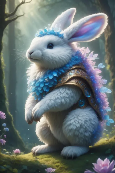 awesome quality, dynamic, rabbit-bear, small stocky, illusive cute agile timeless unaging awesome fairytale creature, calming ambience  <lora:DonMM1xXL-v1.1:.6>